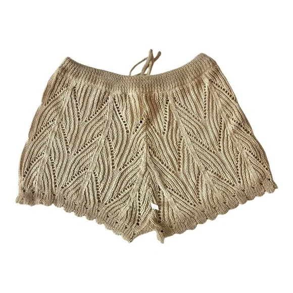 Women’s Crochet Cover Up Shorts Hollow Out Tie Front - Medium - Picture 2 of 2